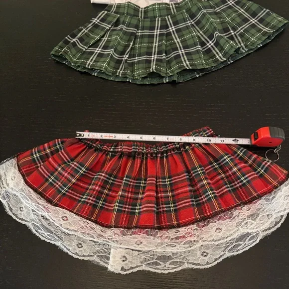 Plaid Green and Red Schoolgirl Costume Skirt Set - Picture 5 of 6